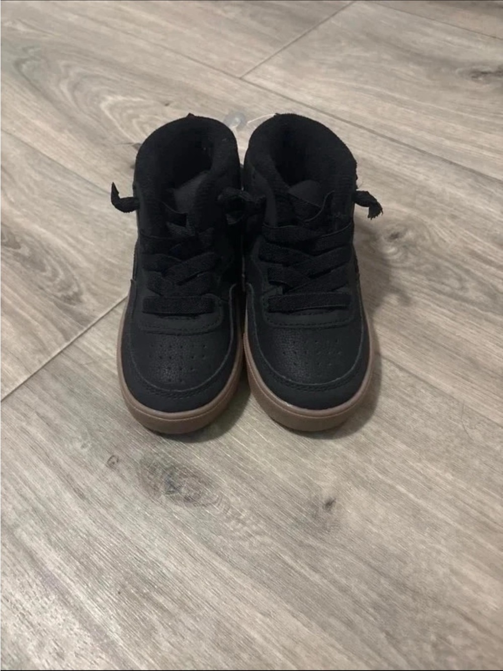 OshKosh B'gosh Black Kids High-Top Sneakers with Brown Sole
